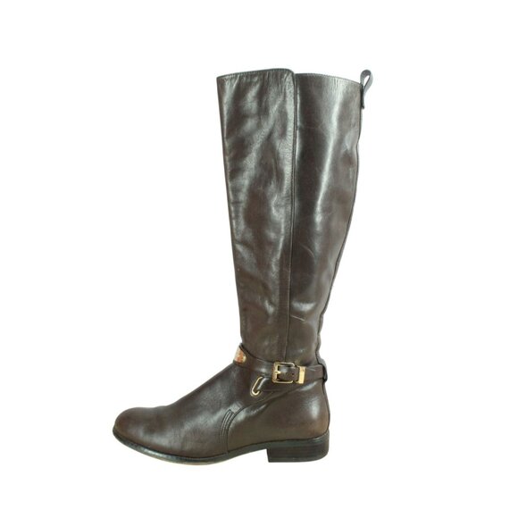 Michael Michael Kors Arley Riding Boot Brown Leather Size 7.5 M - Picture 1 of 12